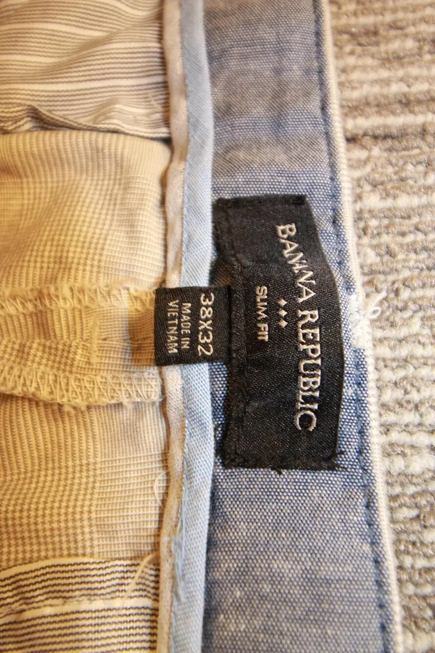 Banana Republic Pants Mens 38x32 Beige Check Chino Slim Fit Straight Leg Casual